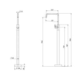 Phoenix Mekko Floor Mounted Bath Mixer Brushed Carbon